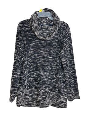 Daisy Fuentes Sweater Womens Medium Cowl Neck Blue White Long Sleeve Shirt